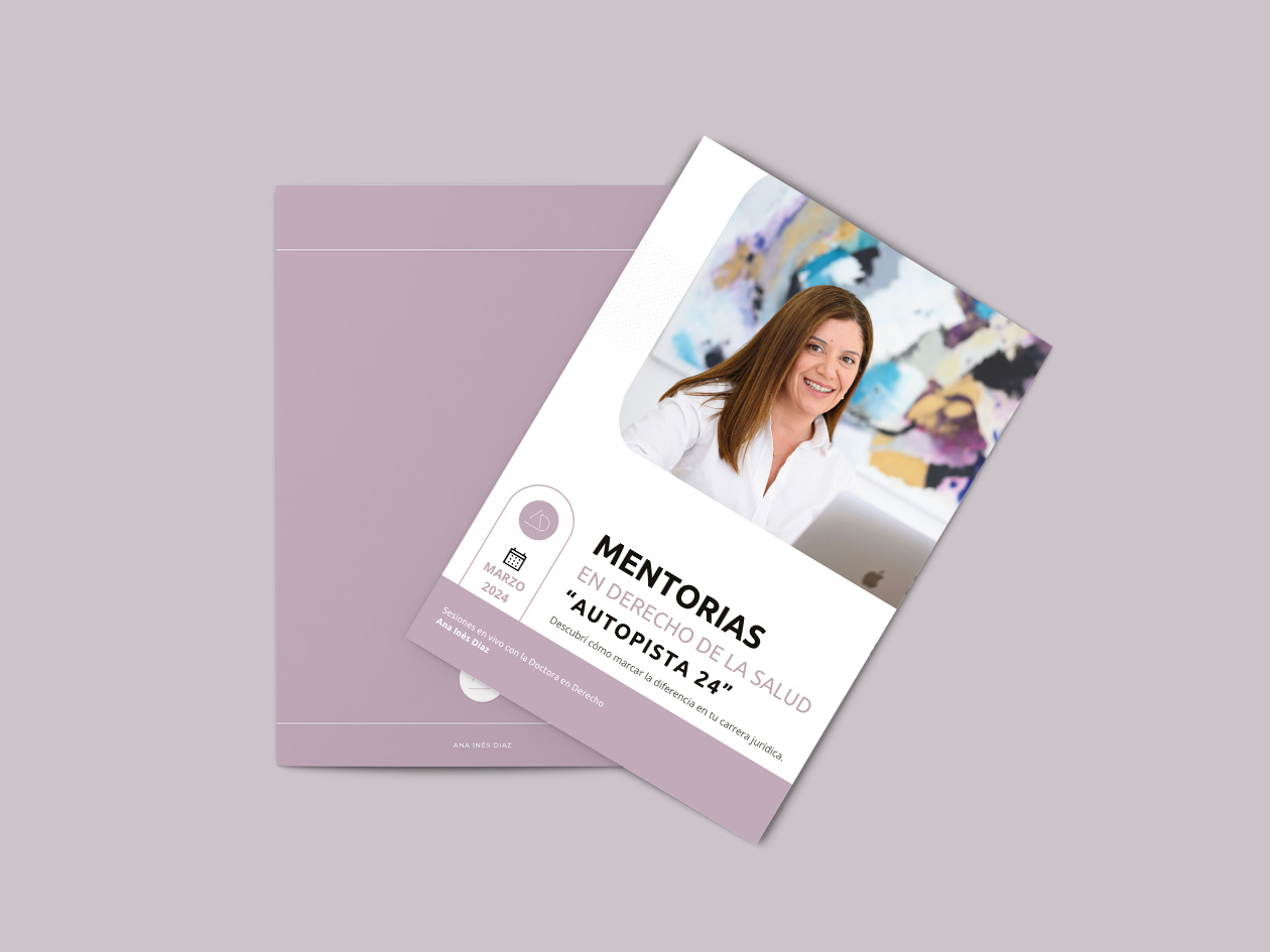 Brochure de la mentoría Autopista 24 con la identidad de Ana Inés Diaz