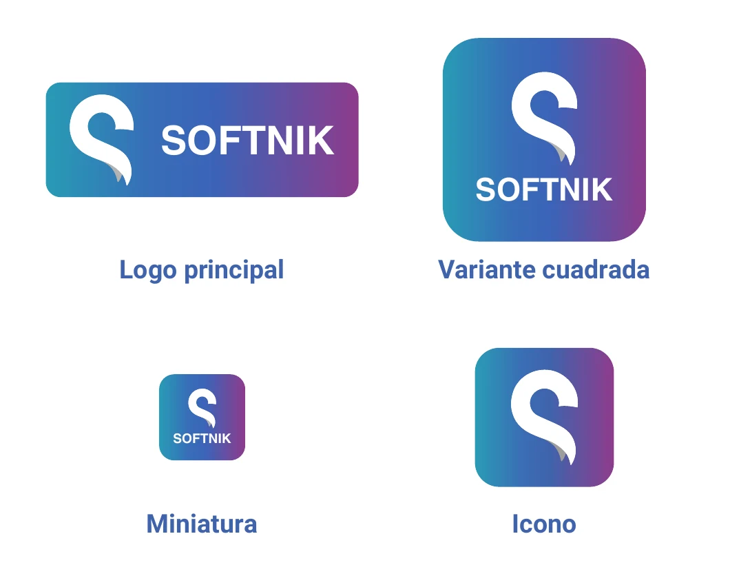 Variantes del logotipo de Softnik
