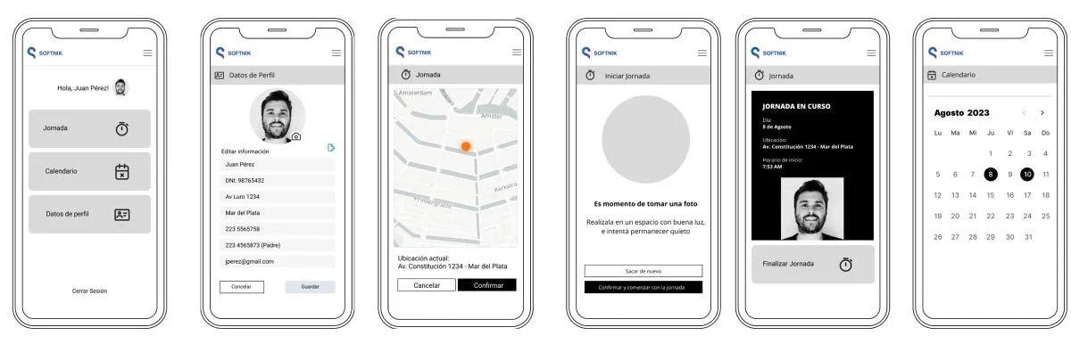 Pantallas de la aplicación