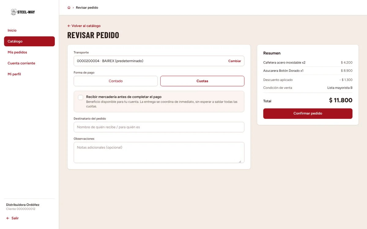 Revisar pedido en desktop
