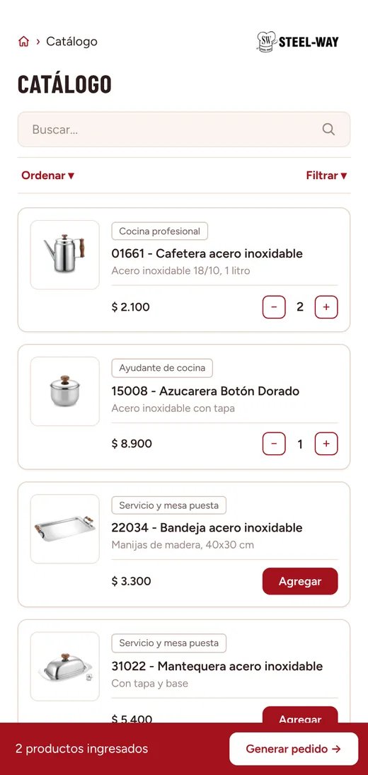 Catálogo en mobile