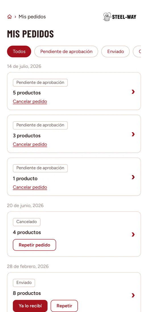 Mis pedidos en mobile