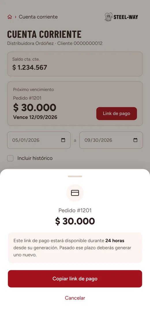 Link de pago en mobile